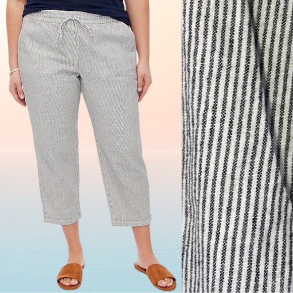 J. Crew Pants - NWT J. Crew Linen Cotton Striped Drawstring Cuff Drawstring Pant Plus Size 24